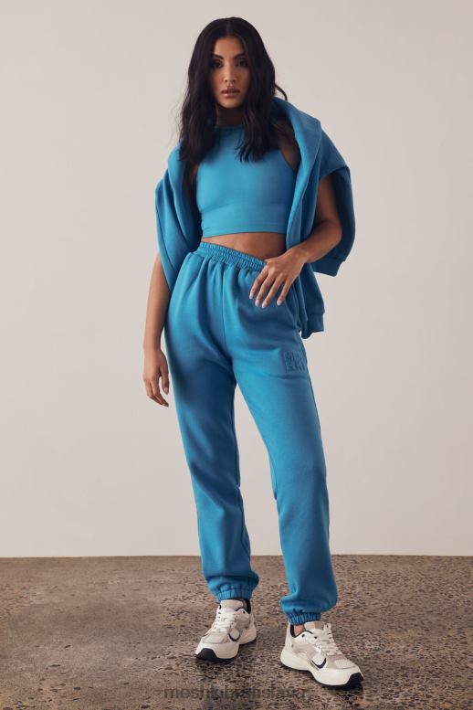 Meshki šmirgľové embossované fleecové joggery oblečenie Modrá 4N0F61604