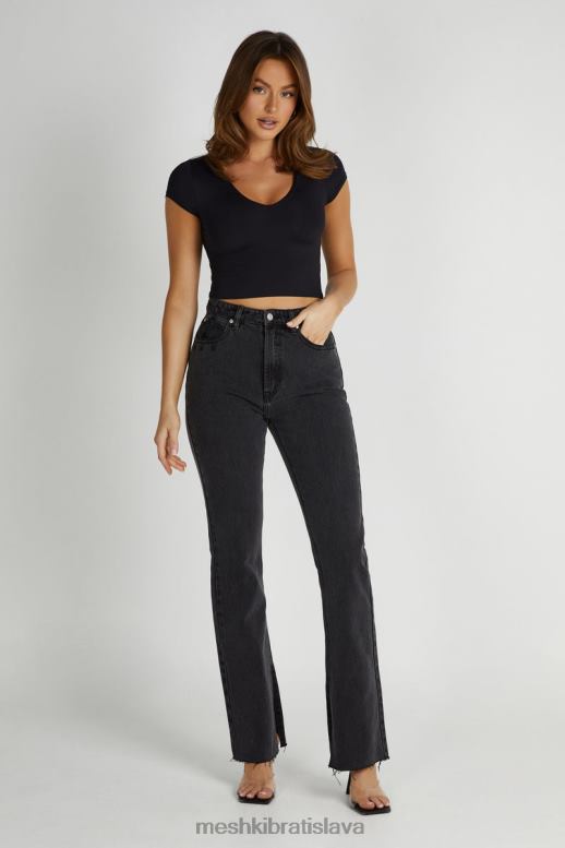 Meshki lauren džínsy s rovnými nohavicami oblečenie umyté na čierno 4N0F61232