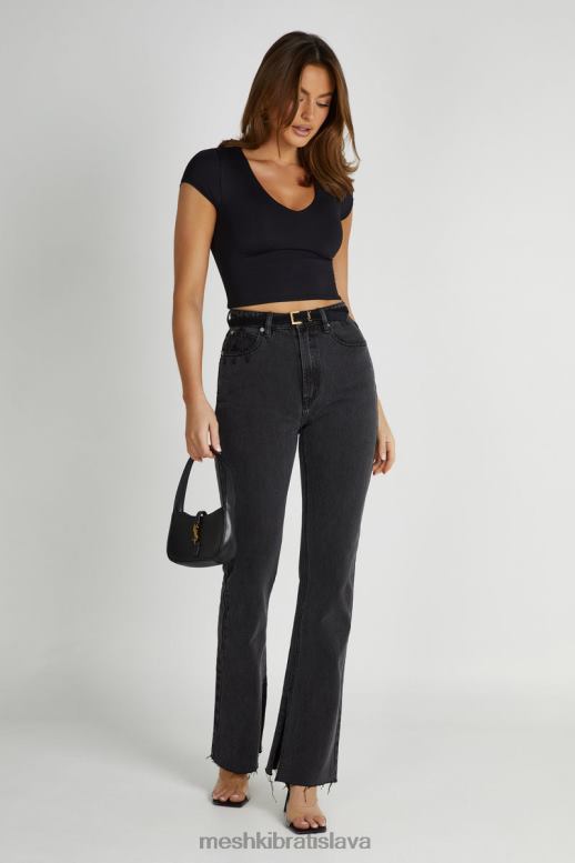 Meshki lauren džínsy s rovnými nohavicami oblečenie umyté na čierno 4N0F61232