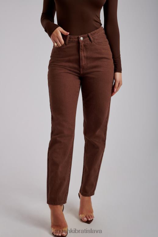 Meshki millicent plain rigid mom jeans oblečenie čokoláda 4N0F61341