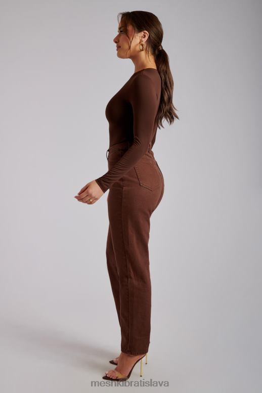 Meshki millicent plain rigid mom jeans oblečenie čokoláda 4N0F61341