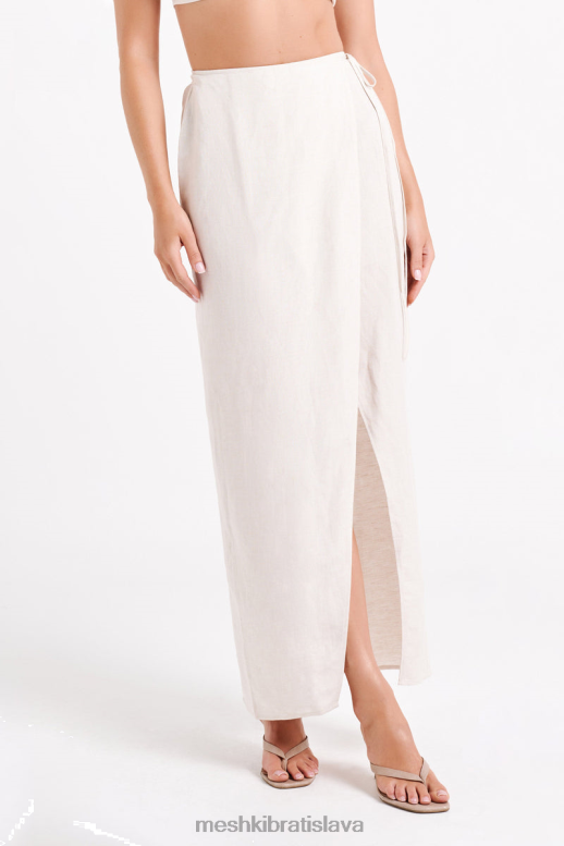 Meshki Fatima ľanová zavinovacia maxi sukňa oblečenie prirodzené 4N0F61234
