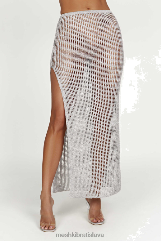 Meshki háčkovaná maxi sukňa christa flitrami oblečenie striebro 4N0F61481