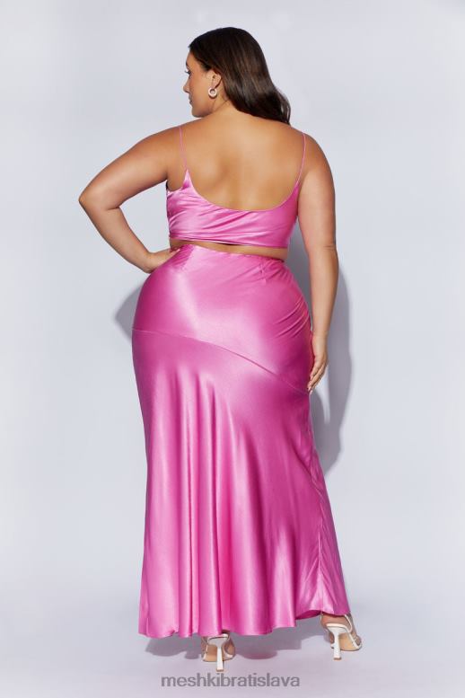 Meshki maková saténová maxi sukňa oblečenie Ružová 4N0F61523