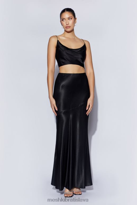 Meshki maková saténová maxi sukňa oblečenie čierna 4N0F61527