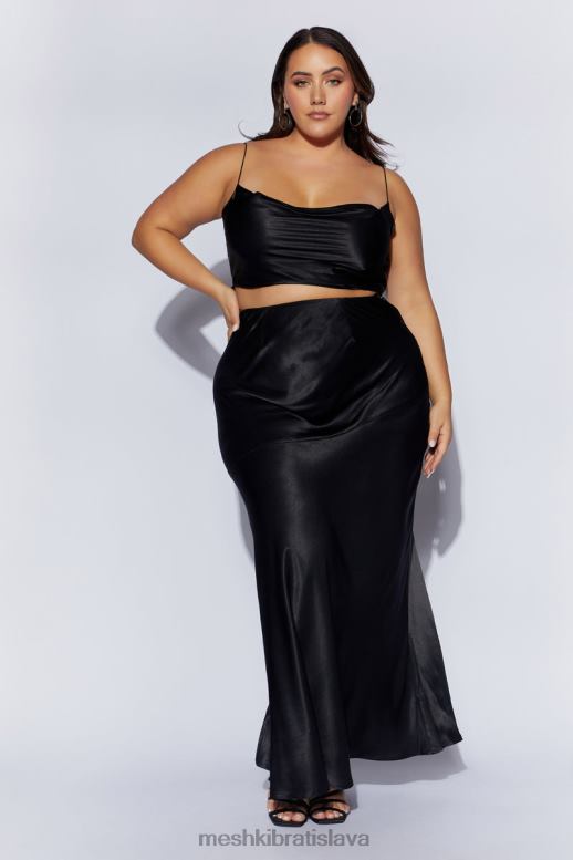 Meshki maková saténová maxi sukňa oblečenie čierna 4N0F61527