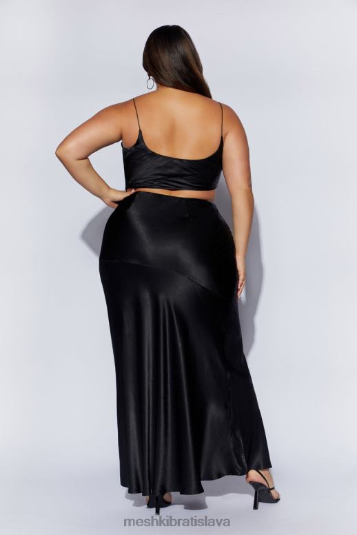 Meshki maková saténová maxi sukňa oblečenie čierna 4N0F61527