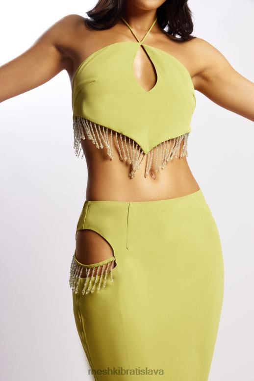 Meshki maxi sukňa jayleen so strapcami oblečenie chartreuse 4N0F61551