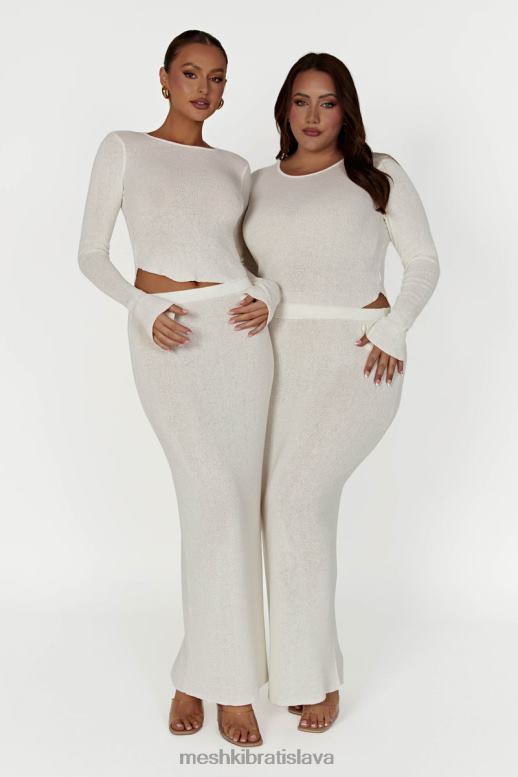 Meshki maxi sukňa z maribellového úpletu oblečenie biely 4N0F61343