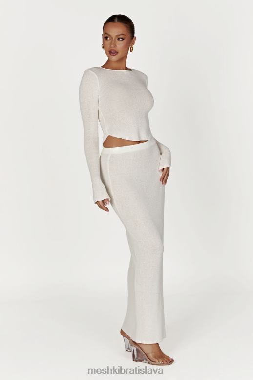 Meshki maxi sukňa z maribellového úpletu oblečenie biely 4N0F61343
