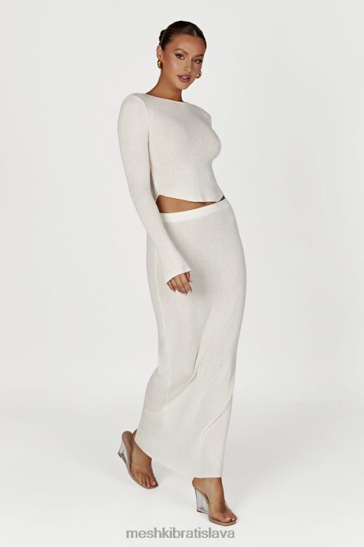 Meshki maxi sukňa z maribellového úpletu oblečenie biely 4N0F61343