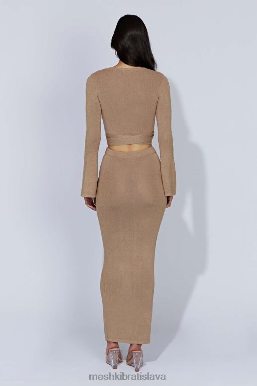 Meshki úpletová maxi sukňa petra oblečenie taupe 4N0F61366