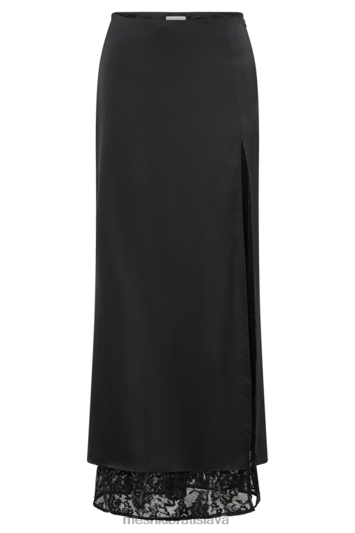 Meshki mia saténová čipkovaná midi sukňa oblečenie čierna 4N0F61324