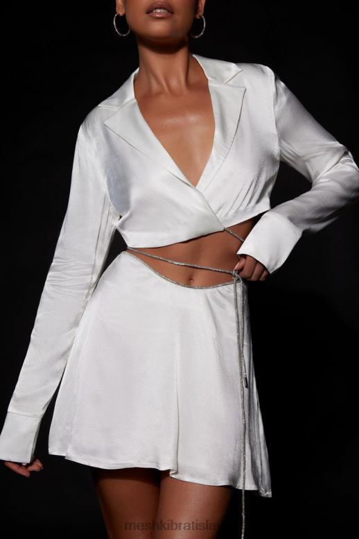 Meshki mini flautová sukňa z talulahového diamantového lana oblečenie biely 4N0F61548