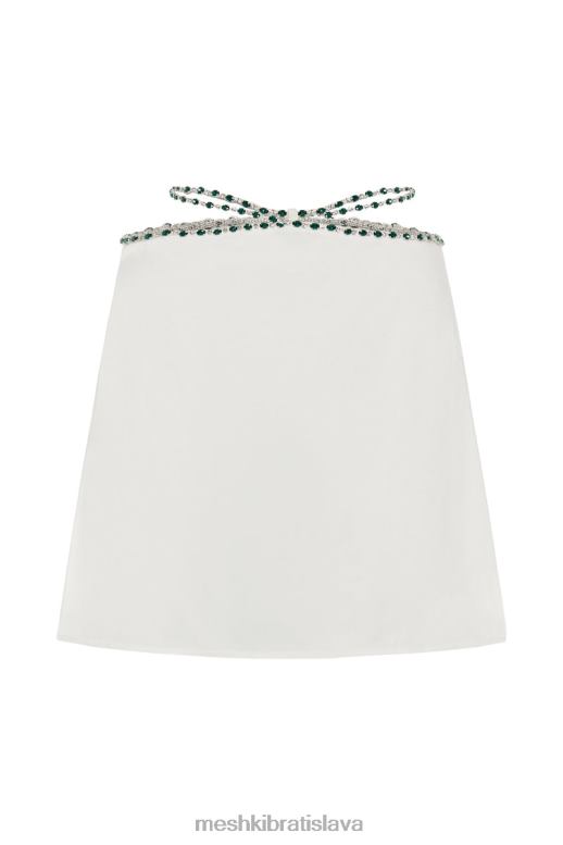 Meshki minisukňa farah diamante zdobená oblečenie biely 4N0F61447
