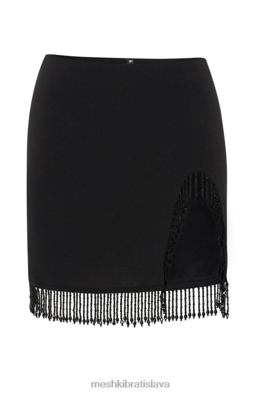 Meshki minisukňa stephanie so strapcami oblečenie čierna 4N0F61549