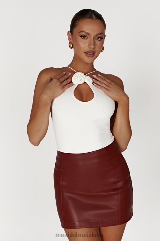 Meshki plavá minisukňa z umelej kože oblečenie čerešňová čokoláda 4N0F61399