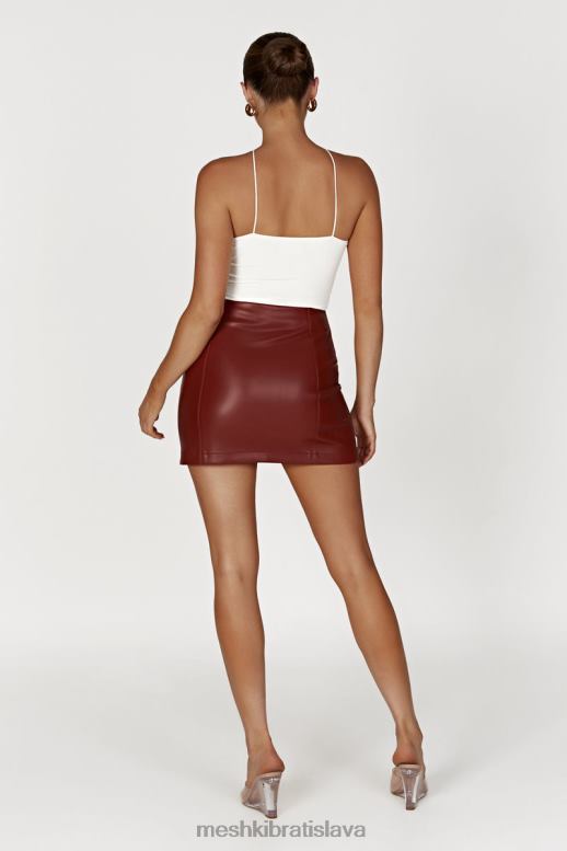 Meshki plavá minisukňa z umelej kože oblečenie čerešňová čokoláda 4N0F61399