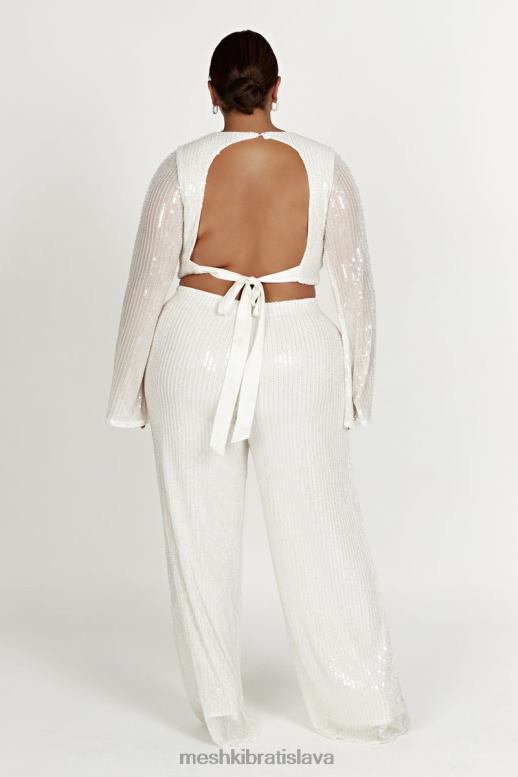 Meshki diaz flitrové nohavice oblečenie biely 4N0F61356