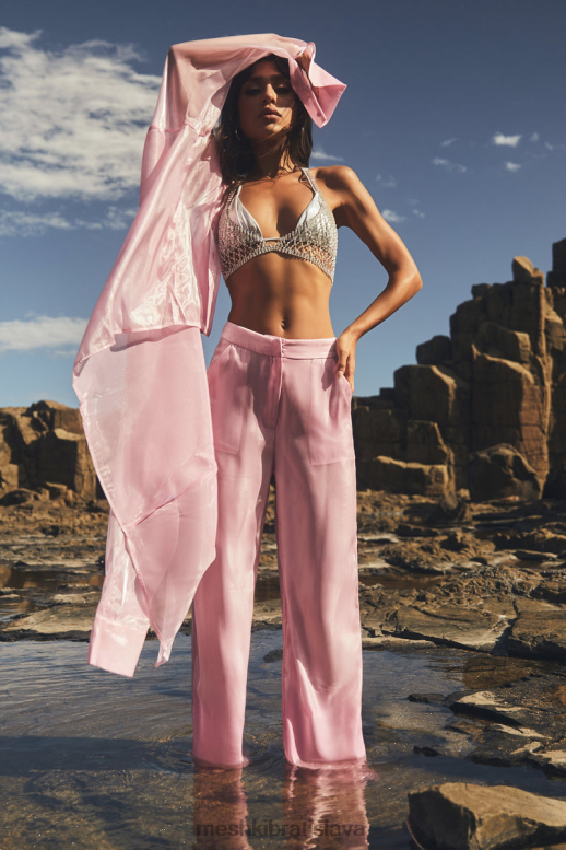 Meshki kinsley priesvitné nohavice oblečenie cukríkovo ružové 4N0F61607