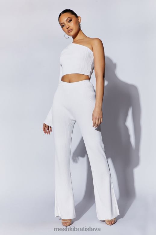 Meshki rozšírené nohavice z rue úpletu oblečenie biely 4N0F61513