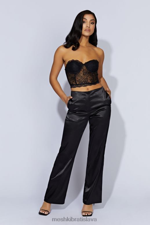 Meshki saténové nohavice nicolette nízke oblečenie čierna 4N0F61593