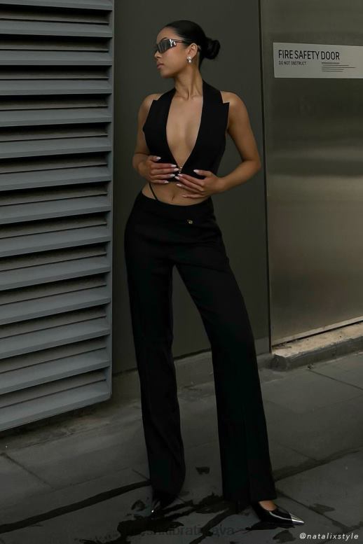 Meshki semara nízke rovné nohavice oblečenie čierna 4N0F61591