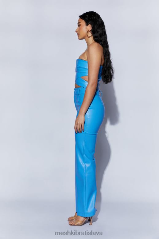 Meshki sima nohavice s vysokým pásom z umelej kože oblečenie azúrovo modrá 4N0F61590