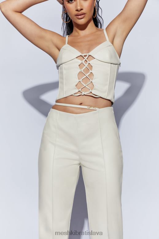 Meshki zarsa wide leg mid rise pu pant oblečenie pšenica 4N0F61469