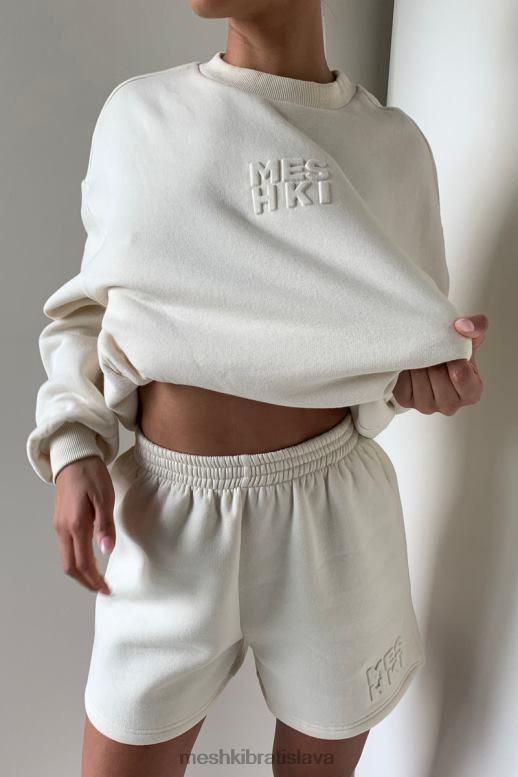 Meshki Reese fleece šortky s reliéfom oblečenie kosť 4N0F61608