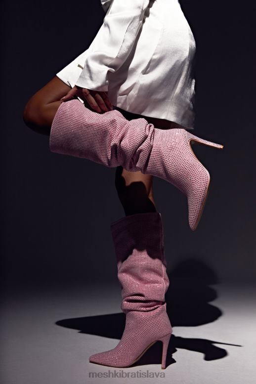 Meshki čižmy na vysokom podpätku jenner diamante obuv červenať ružová 4N0F61677