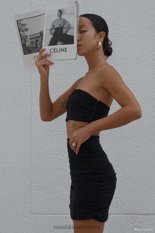 Meshki lola ruched krepové bandeau oblečenie čierna 4N0F61145