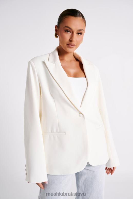 Meshki bexley oversized sako s ramennými vypchávkami oblečenie slonovina 4N0F61624