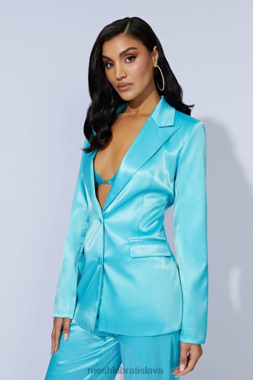 Meshki maevský saténový blejzer oblečenie akvamarín 4N0F61659