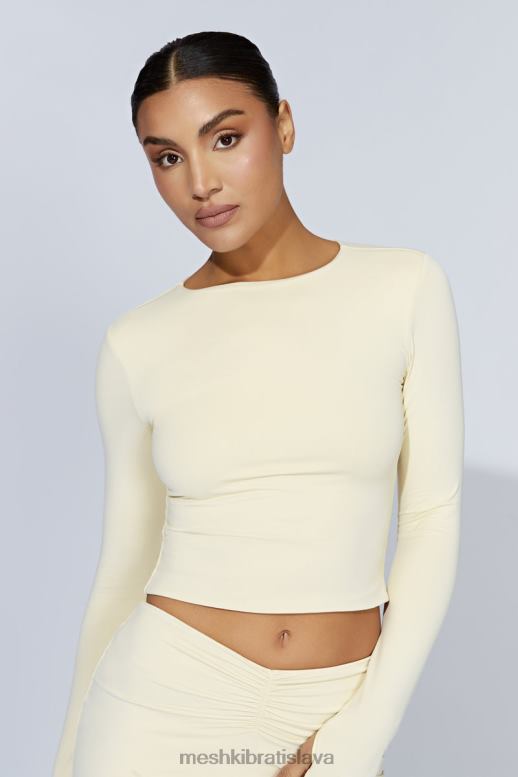 Meshki Estelle crop top s dlhým rukávom oblečenie krém 4N0F61067