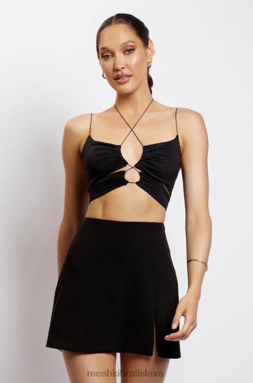 Meshki Phoenix cut out ruched crop top oblečenie čierna 4N0F61174