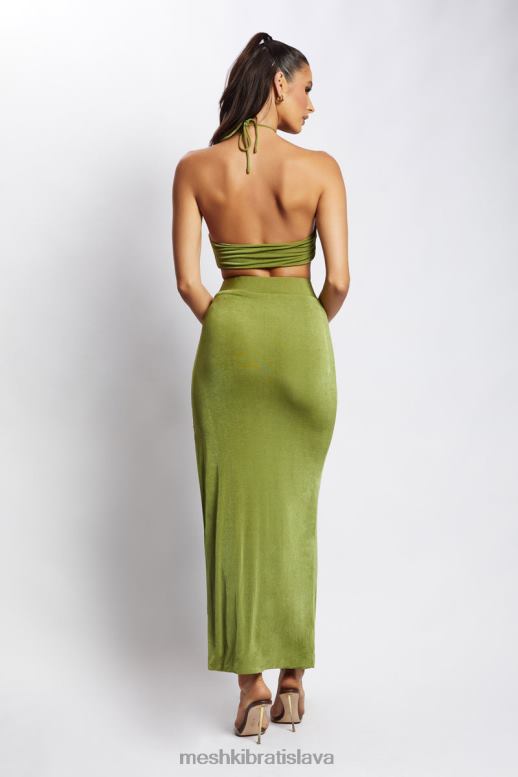 Meshki alizeh ruched halter crop top oblečenie zelená 4N0F61203