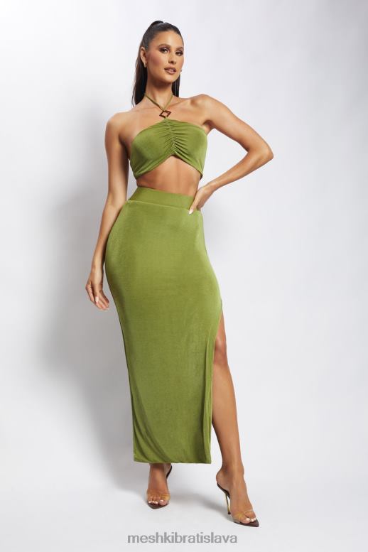 Meshki alizeh ruched halter crop top oblečenie zelená 4N0F61203