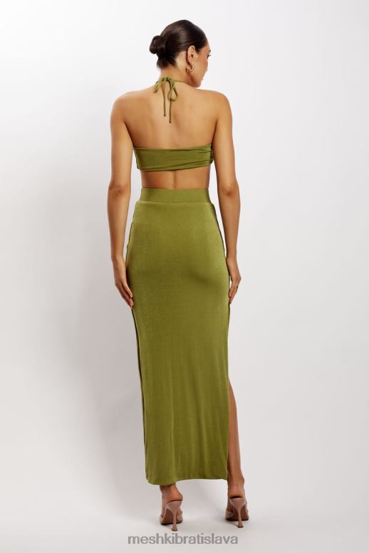 Meshki alizeh ruched halter crop top oblečenie zelená 4N0F61203