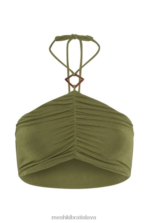 Meshki alizeh ruched halter crop top oblečenie zelená 4N0F61203