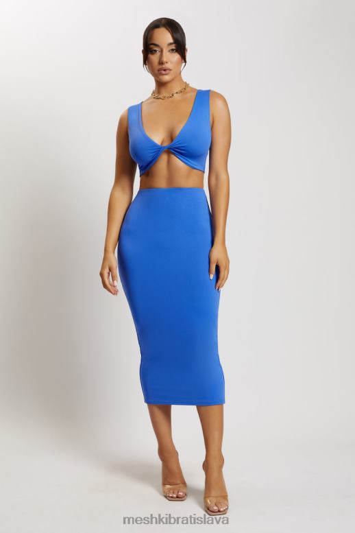 Meshki angela twist predný crop top oblečenie kobaltová modrá 4N0F61176