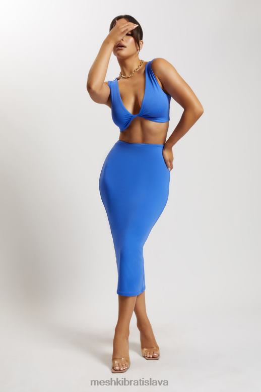 Meshki angela twist predný crop top oblečenie kobaltová modrá 4N0F61176