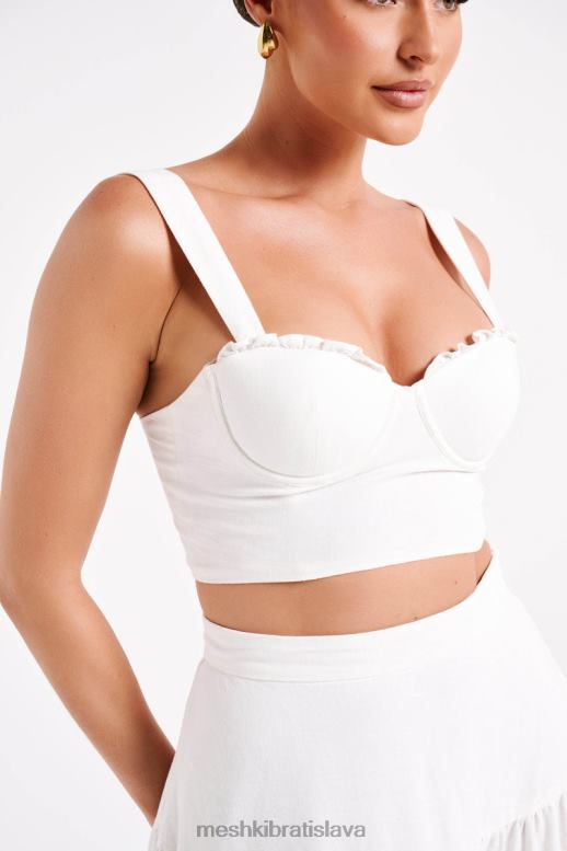 Meshki ľanový crop top hilaria oblečenie biely 4N0F6757