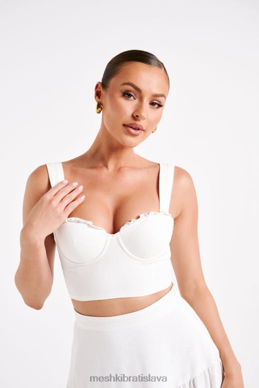 Meshki ľanový crop top hilaria oblečenie biely 4N0F6757