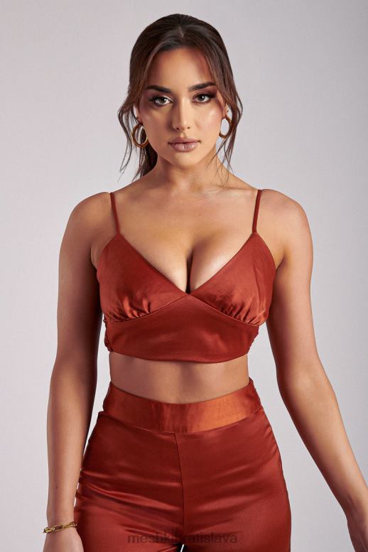 Meshki ashley saténový crop top oblečenie meď 4N0F61204
