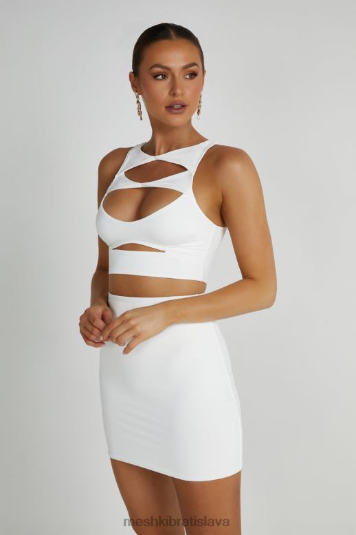 Meshki chloe cut out crop top oblečenie biely 4N0F6792