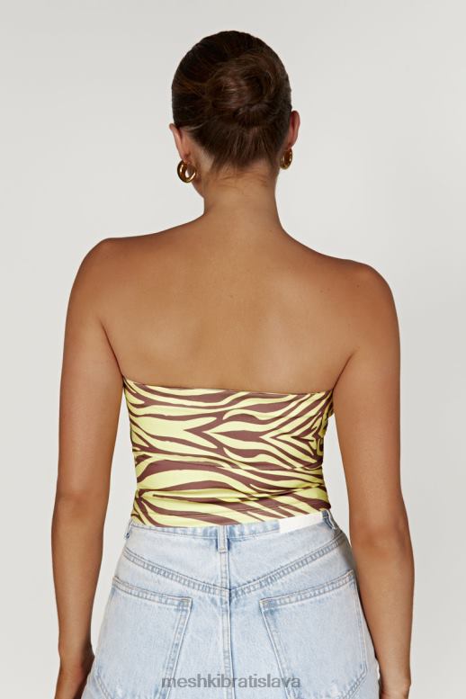 Meshki crop top dina bandeau oblečenie zebra potlač 4N0F6980