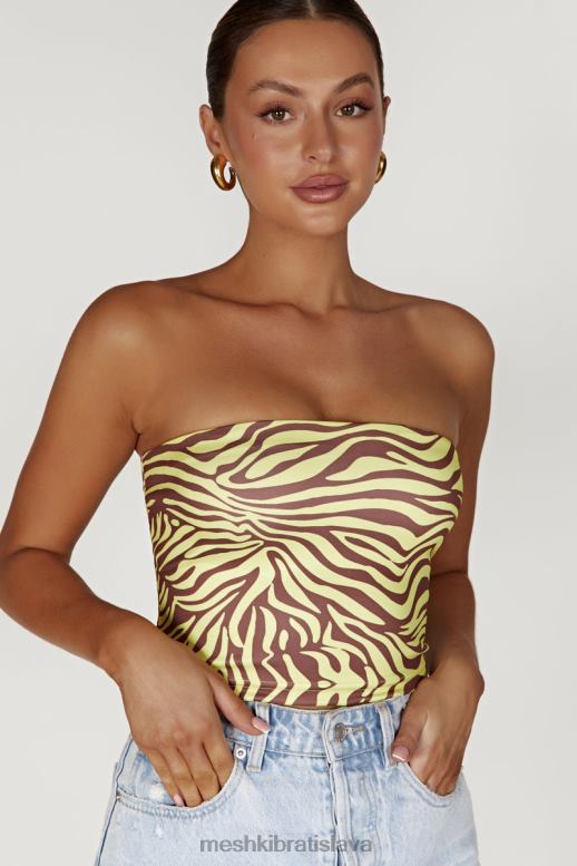 Meshki crop top dina bandeau oblečenie zebra potlač 4N0F6980