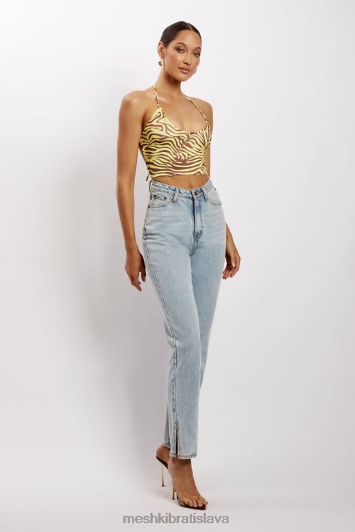 Meshki crop top joelle halter oblečenie zebra potlač 4N0F61154