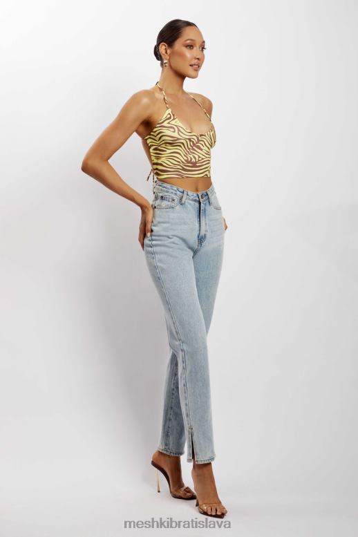 Meshki crop top joelle halter oblečenie zebra potlač 4N0F61154